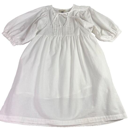 Universal Thread Dress XS White Puff Sleeve Peasant Necktie Cottage Core - Picture 2 of 14